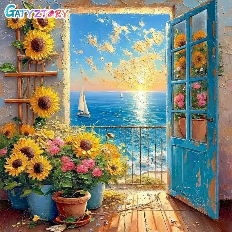 

GATYZTORY Diamond Painting Painting Decor Adult Diamond Art Sea View Full Round/Square Paint By Diamonds Art Supplies Diy Idea