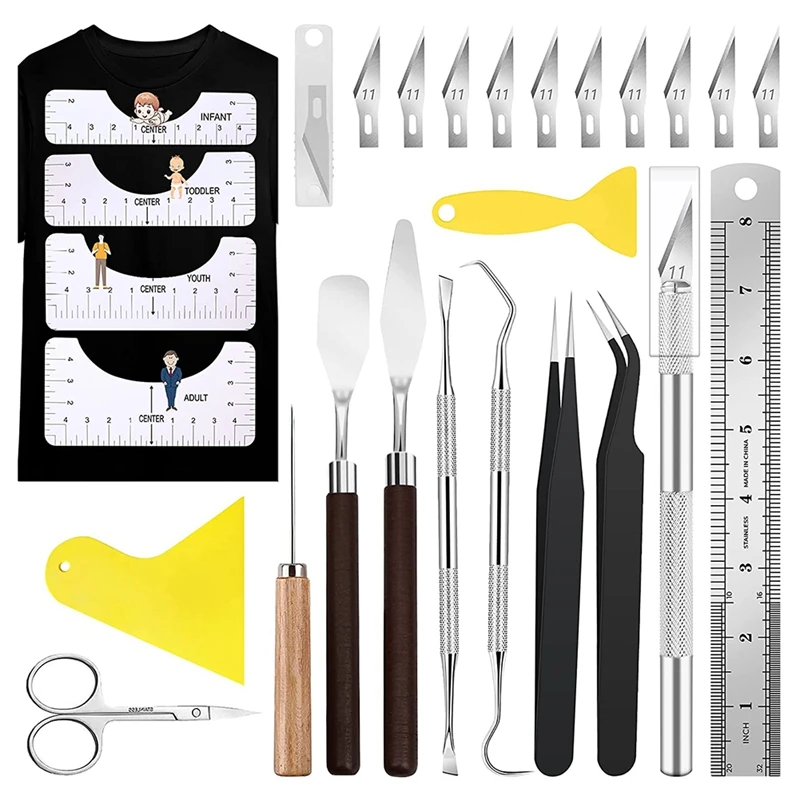 

26Pack Weeding Tools For Vinyl Vinyl Tools T-Shirt Ruler Guide Weeding Tools Craft Tools For Weeding Vinyl,DIY Craft