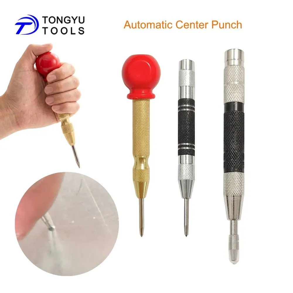 Automatic Center Punch Spring Loaded Center Hole Punch Tool for Metal Wood Plastic Drill Hole Marking