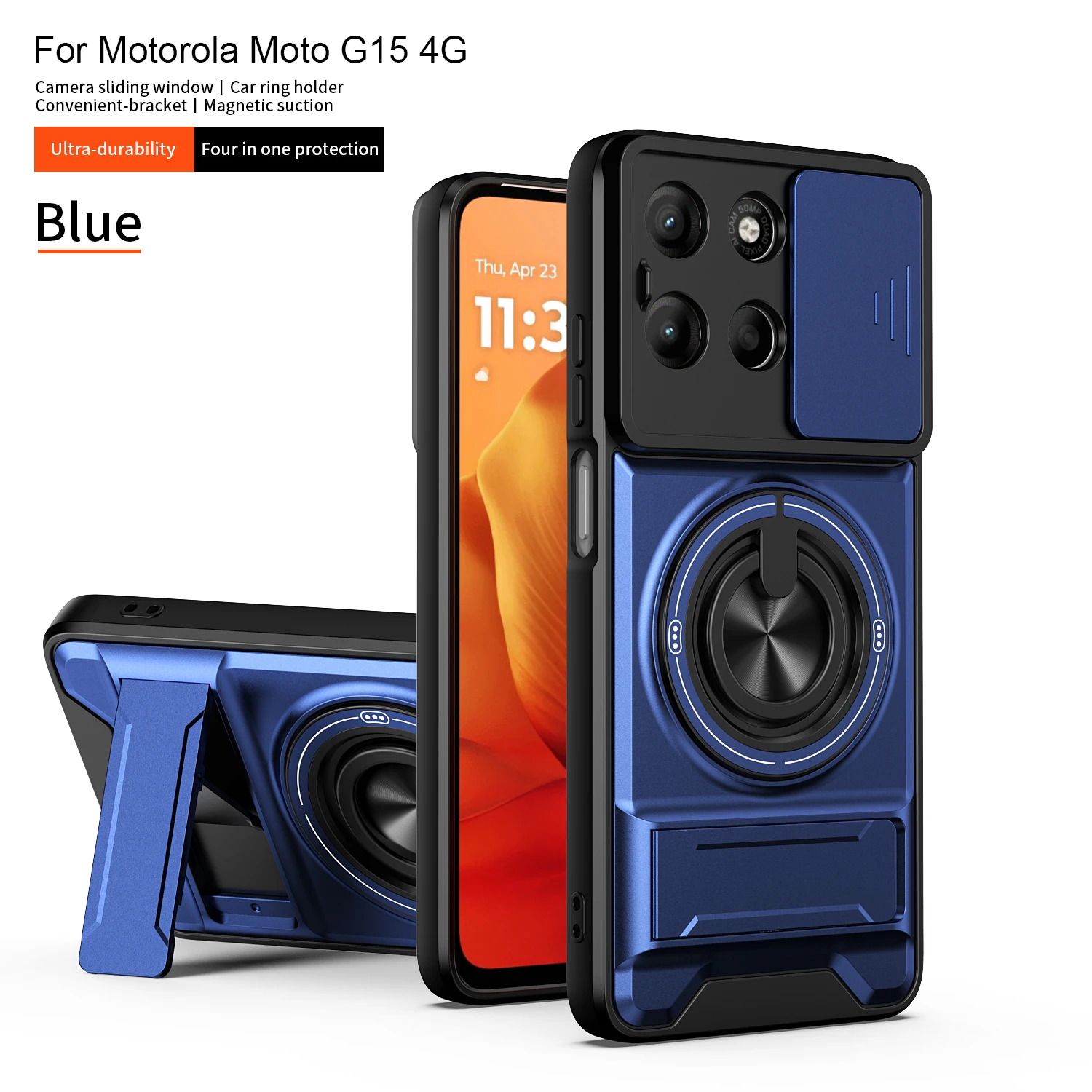 Für Motorola G15 Hülle Moto G17 Cover Moto G15 Power G17Power Magsafe Magnetische Klapphalterung Militärische Panzerung Kameraschutzabdeckung – Detail 17