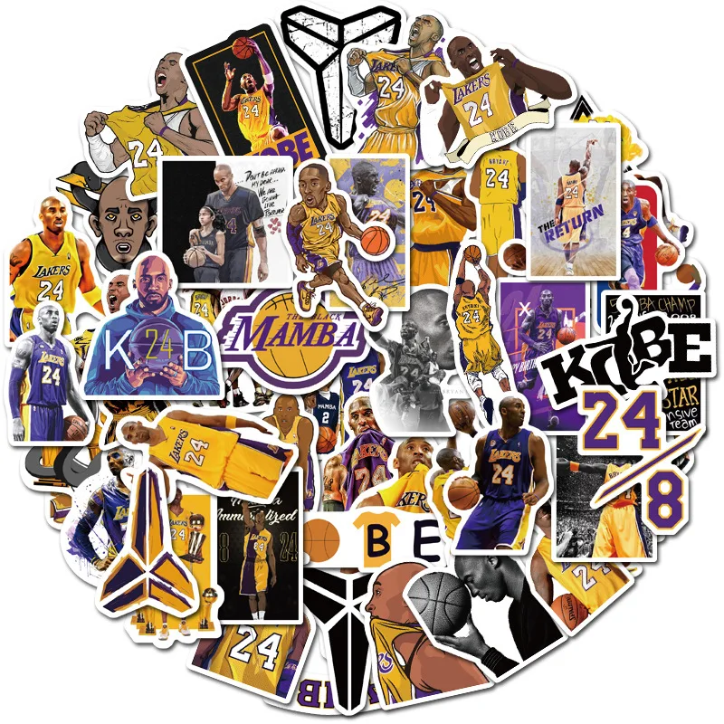 50Pcs NBA Waterproof Stickers Kobe Bryant Stephen Curry Kyrie Irving LeBron James MacBook Mobile Phone Computer Suitcase Sticker