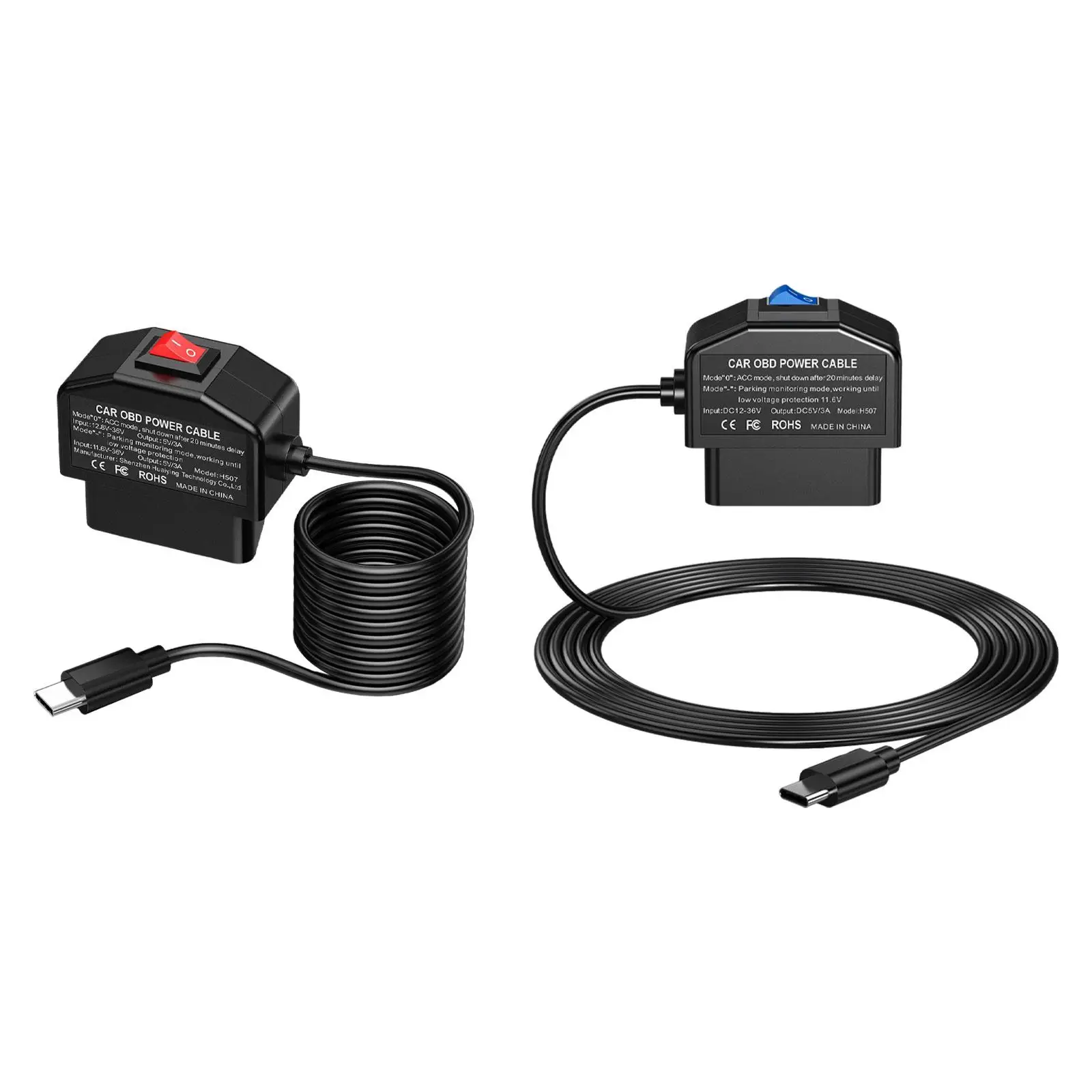 

OBD Power Cable Small 3.5M Length 24 Hours Parking Observe OBD to Type C USB