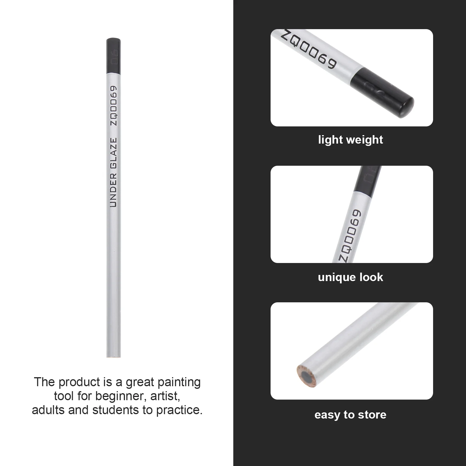 1 Pc Black Underglaze Pencil Ceramic Pottery Painting Tool Smooth Writing Erasable Sketch Pencil For Beginners Artists