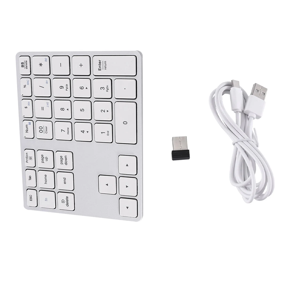 Bluetooth 5.0 Wireless Numeric Keypad 35 Keys Digital Keyboard for Windows Android PC Tablet Laptop,Silver White