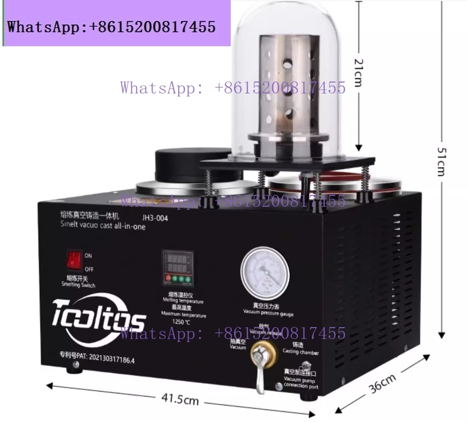 3-in-1 Jewelry Casting Machine Vacuum and Melting Equipment Refining Precious Metal Jewelry Casting Tool 1-3kg 220V/110V 1800W