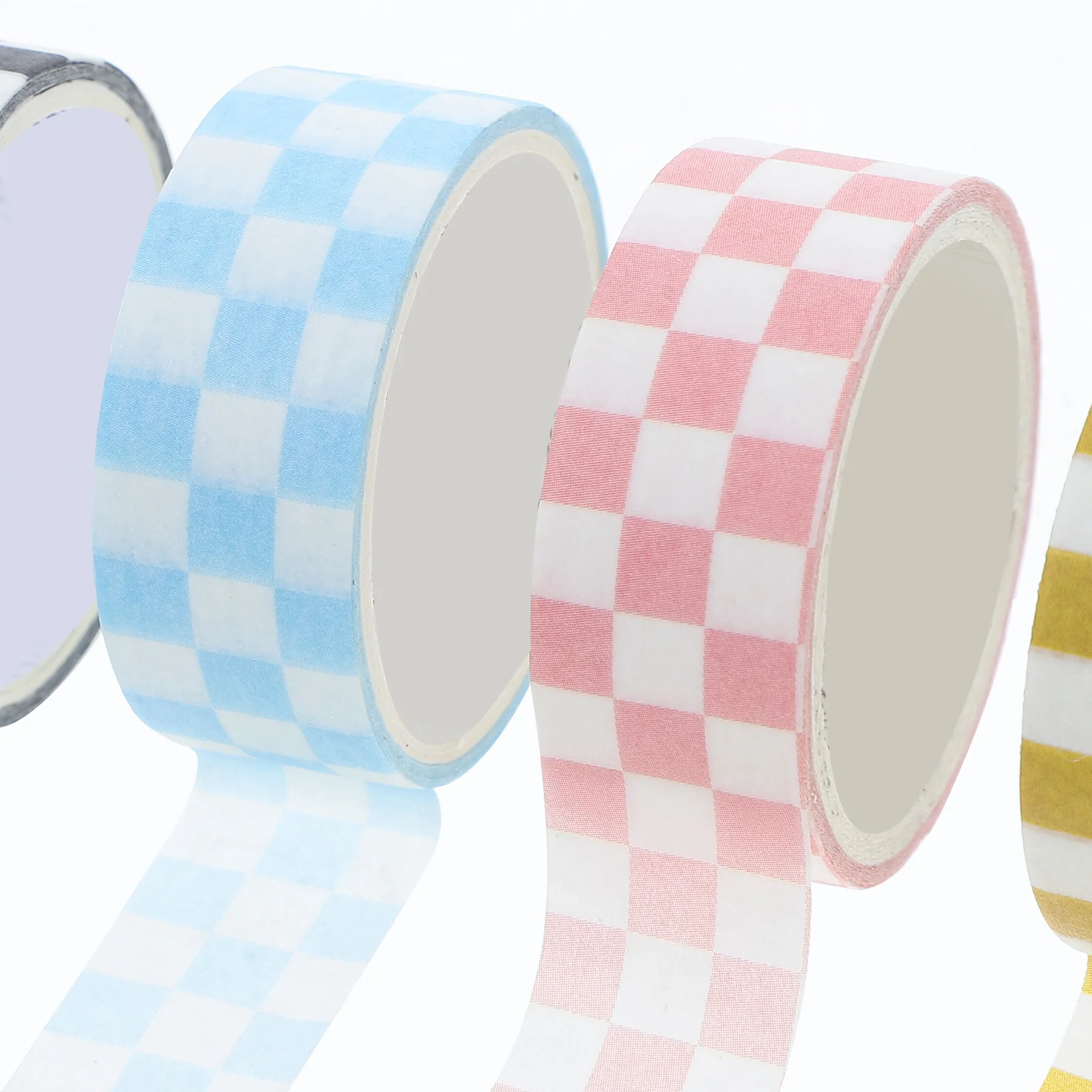 6pcs Grid Washi Tape Decorative Colored Adhesive For Scrapbook Journal Diary Album Gift Wrapping Diy Projects Aesthetic Kawaii