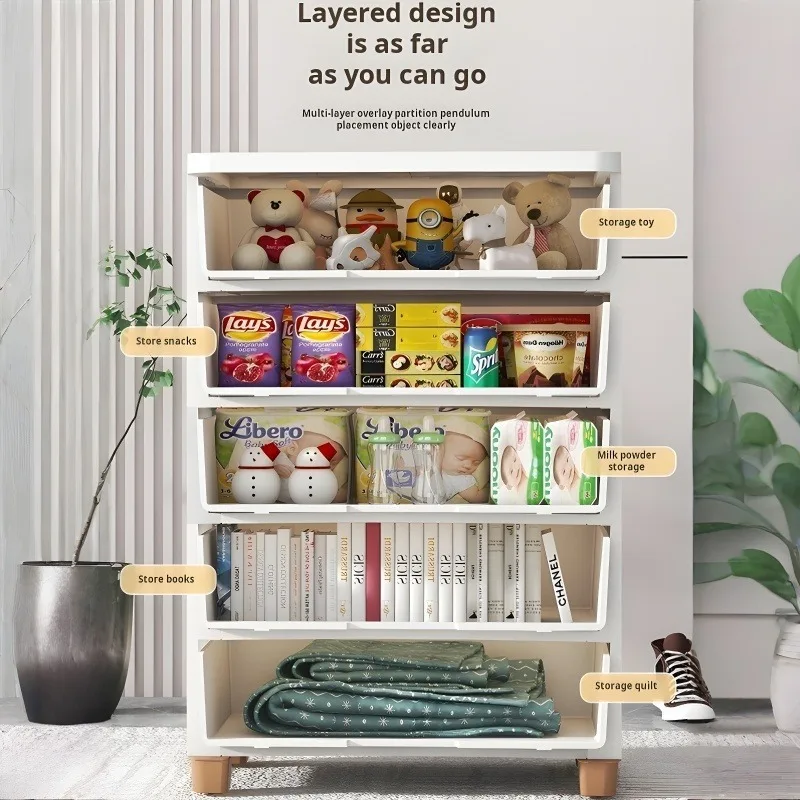 Thickened Drawer Storage Cabinet Clip Type Bedside Organizer for Bedroom Living Room Table Nightstand Clothes Toys Storage Box image 2