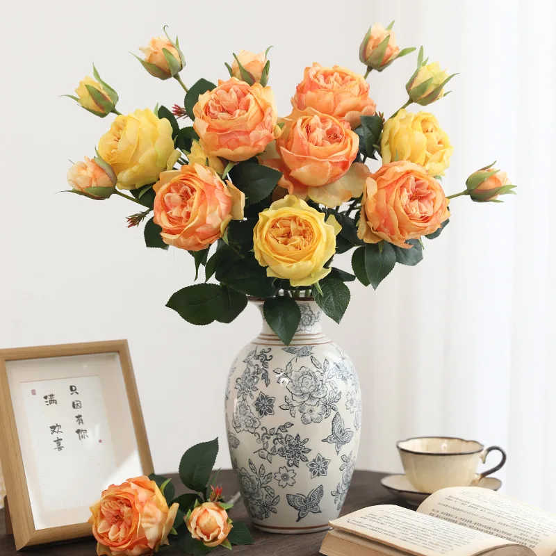 

4 Bundles Peonies Artificial Flower Heads Small Bud Bride Decorations Bouquet Peony Artificial Flower Wedding Home Decoration