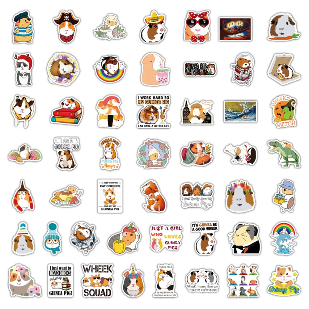 10/30/50/100pcs Kawaii Guinea Pig Cartoon Stickers Cute Kids Decals Toy Phone Skateboard Notebook Funny Animal Graffiti Sticker