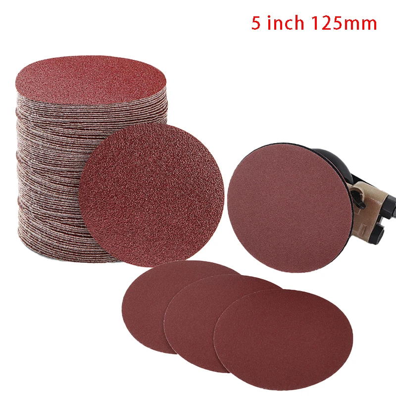 5 Zoll 125 mm Schleifscheiben, rund, Schleifpapier, Körnung 60-2000, Klettverschluss, Schleifpapier, Schleifwerkzeug zum Polieren von Holz