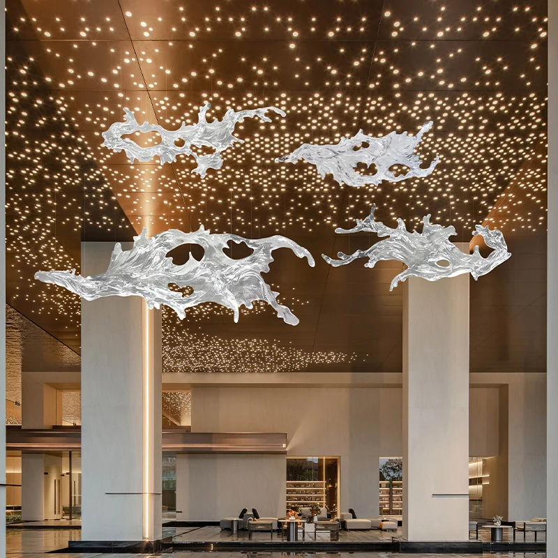 Resin decorations for suspended ceilings in hotel lobbies