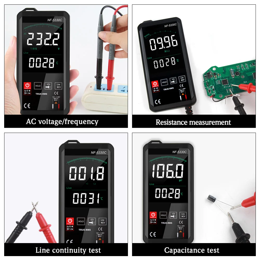 Imagem -04 - Multímetro Digital Inteligente Noyafa com Luz de Fundo Nf5330a Resistência à Tensão ac e dc Medição de Continuidade Multímetro Ncv