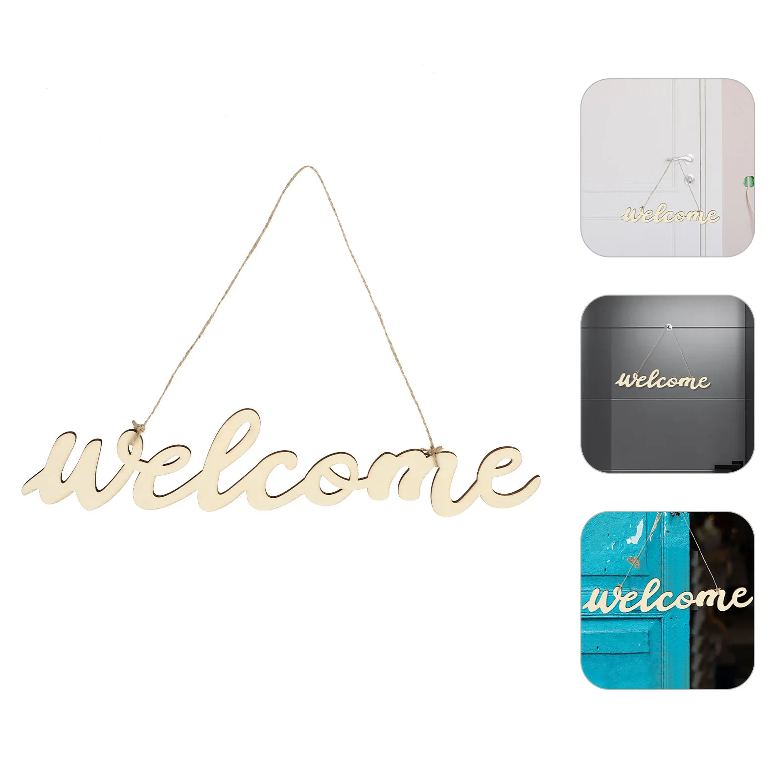 

Wooden Welcome Sign 5 Hanging Pendants Decorative Front Door Wall Tree Pendant Board Home Party DIY Decor