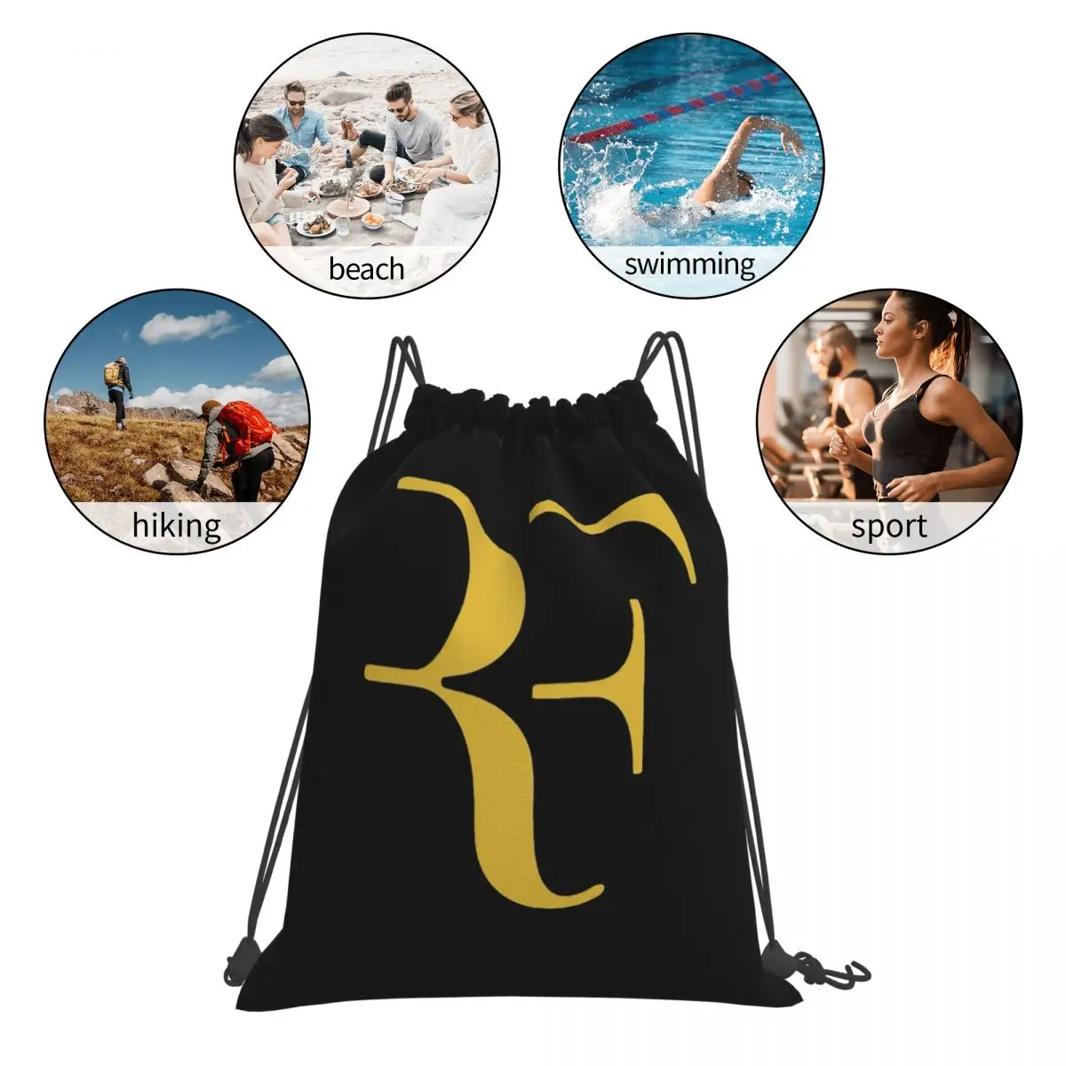 Roger Federer Backpacks Portable Drawstring Bags Shoes Bag Book Bags for Man Woman School