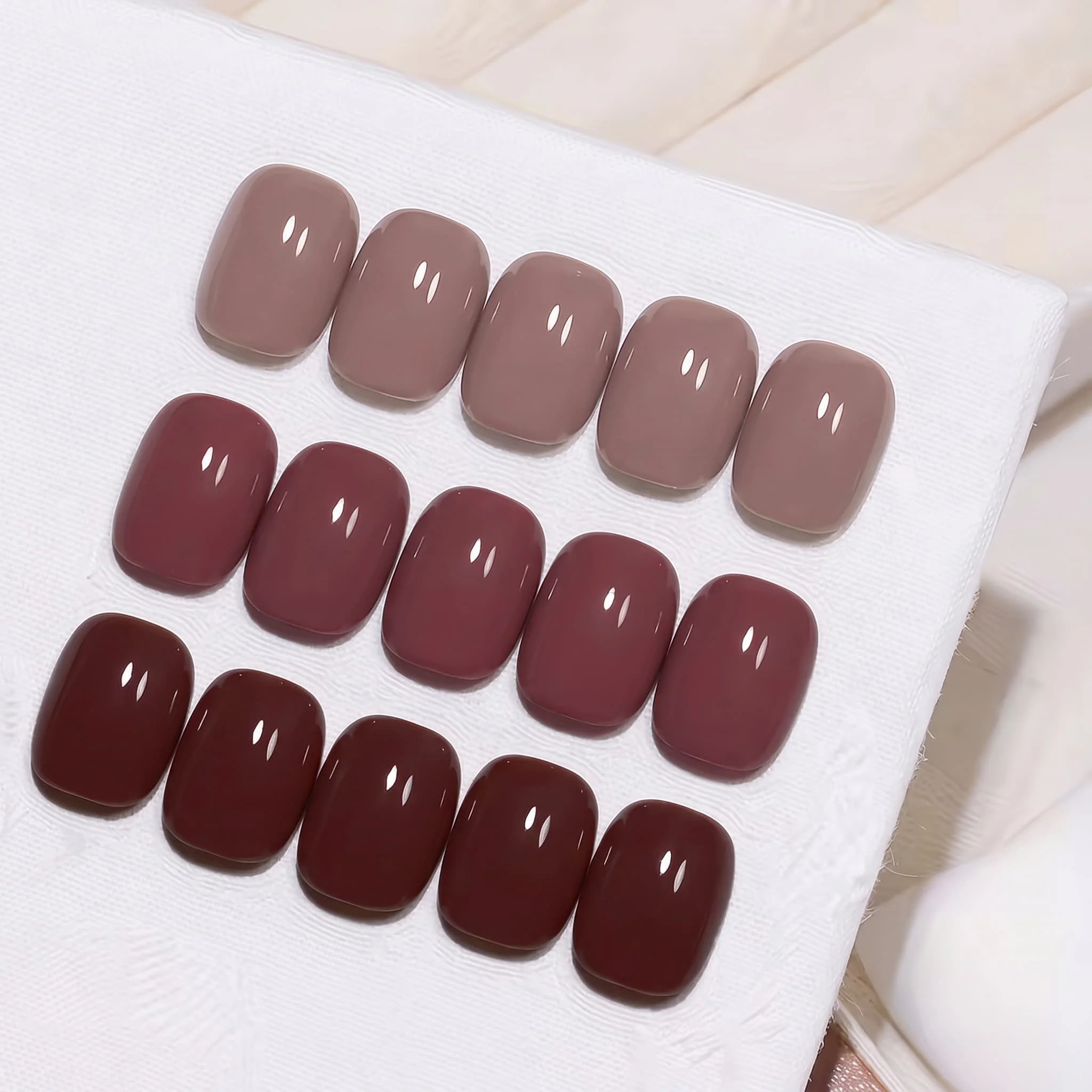 Hassleless 3-Piece Armor Gel Polish Set, Coffee Brown Color Series, 15ml Large Bottle, Mirror-Like High Gloss and High Color Payoff, Long-Lasting for Home Salon DIY Nail Art