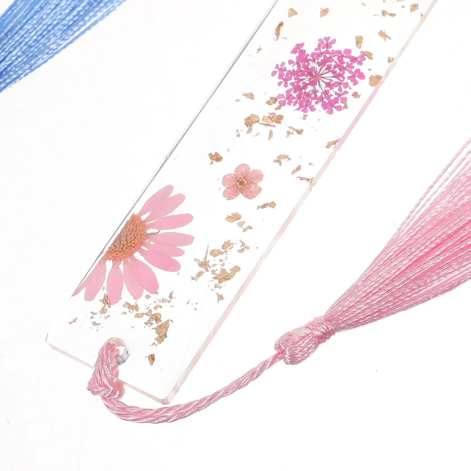 2 قطعة الإشارات المرجعية الراتنج مع شرابات المجففة زهرة تصميم اليدوية القراءة اكسسوارات للطلاب المعلمين عشاق الكتاب الهدايا