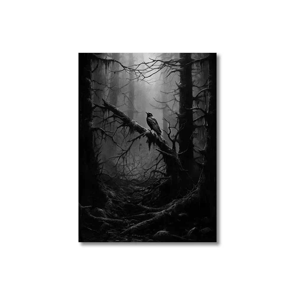 Dark Academia Gothic Witch Demon Crow Magic World Canvas Painting Wall Art Poster Print for Living Room Home Decor Gift - view 4
