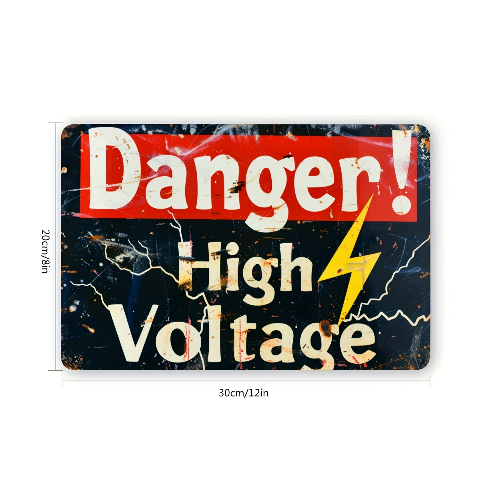 Vintage High Voltage Danger Metal Tin Sign - Perfect for Labs, Garages, Factories, Offices & Workshops - 12x8 Inches