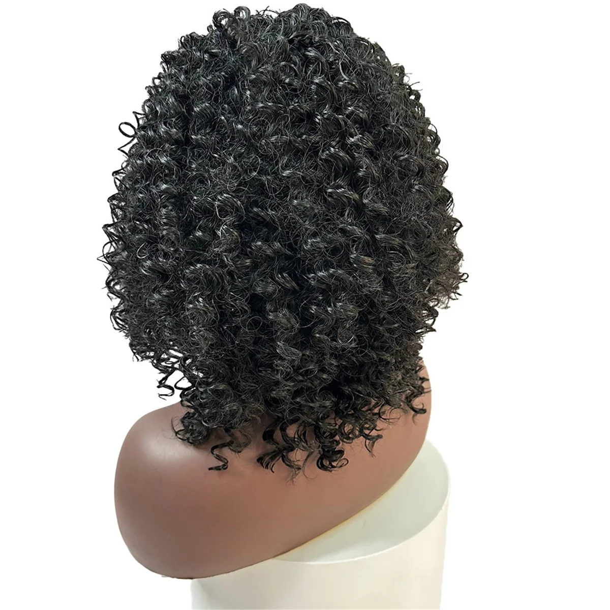 Parrucca riccia africana AT53 12 pollici capelli corti ricci riccioli latino-americani parrucca nera parrucca moda in fibra chimica