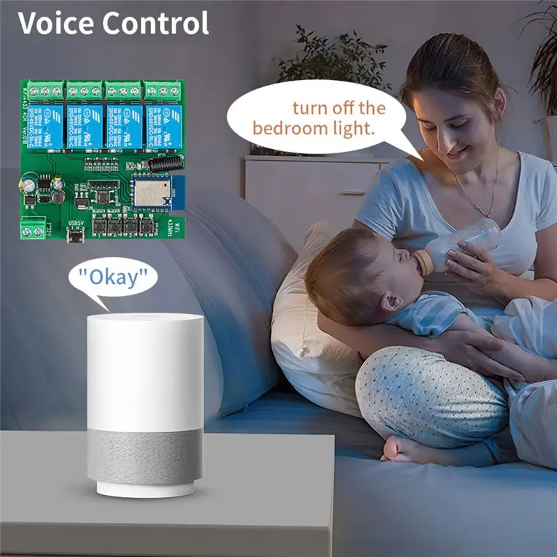 

[EYEL!NEW!】 4CH Tuya Wifi Smart Switch DIY Timer+Remote 7-32V USB 5V 2.4G Wifi Smartlife Home Automation Module For IFTT Alexa
