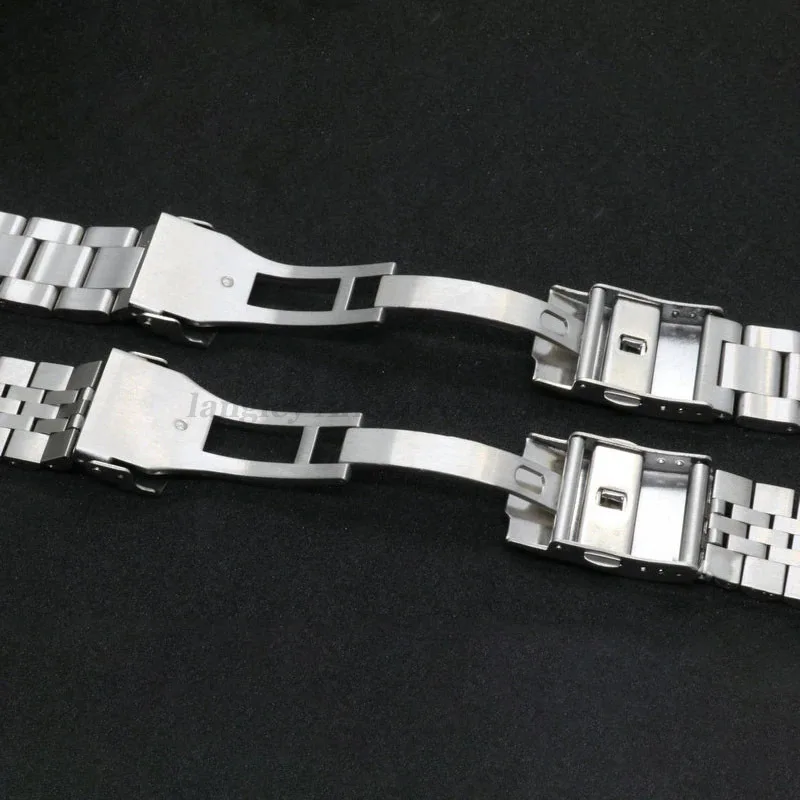 Curved End 316L Stainless Steel Straps for Seiko SKX007 SKX009 Bracelet for Jubilee Oyster 20mm 22mm Solid Folding Buckle Bands