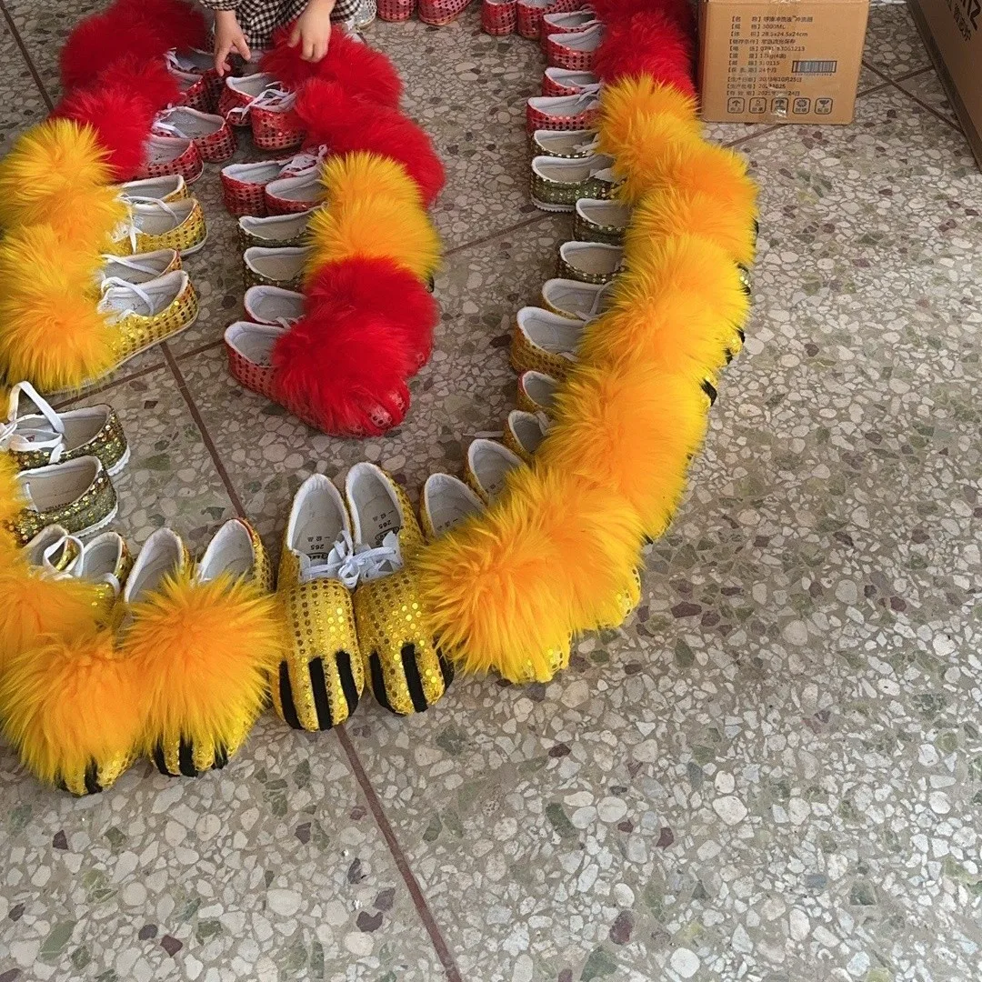 Kid Dragon Claw Lion Dance Shoes Costume Kung Fu Kid Boy Girl Children Chinese National Folk Ancient Traditional