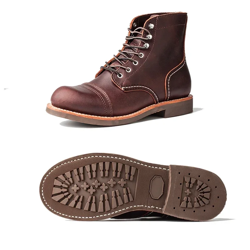 Men Genuine Leather Goodyear-Welted Vintage Boots Mens High specificationBoots High quality handmade Mens shoes