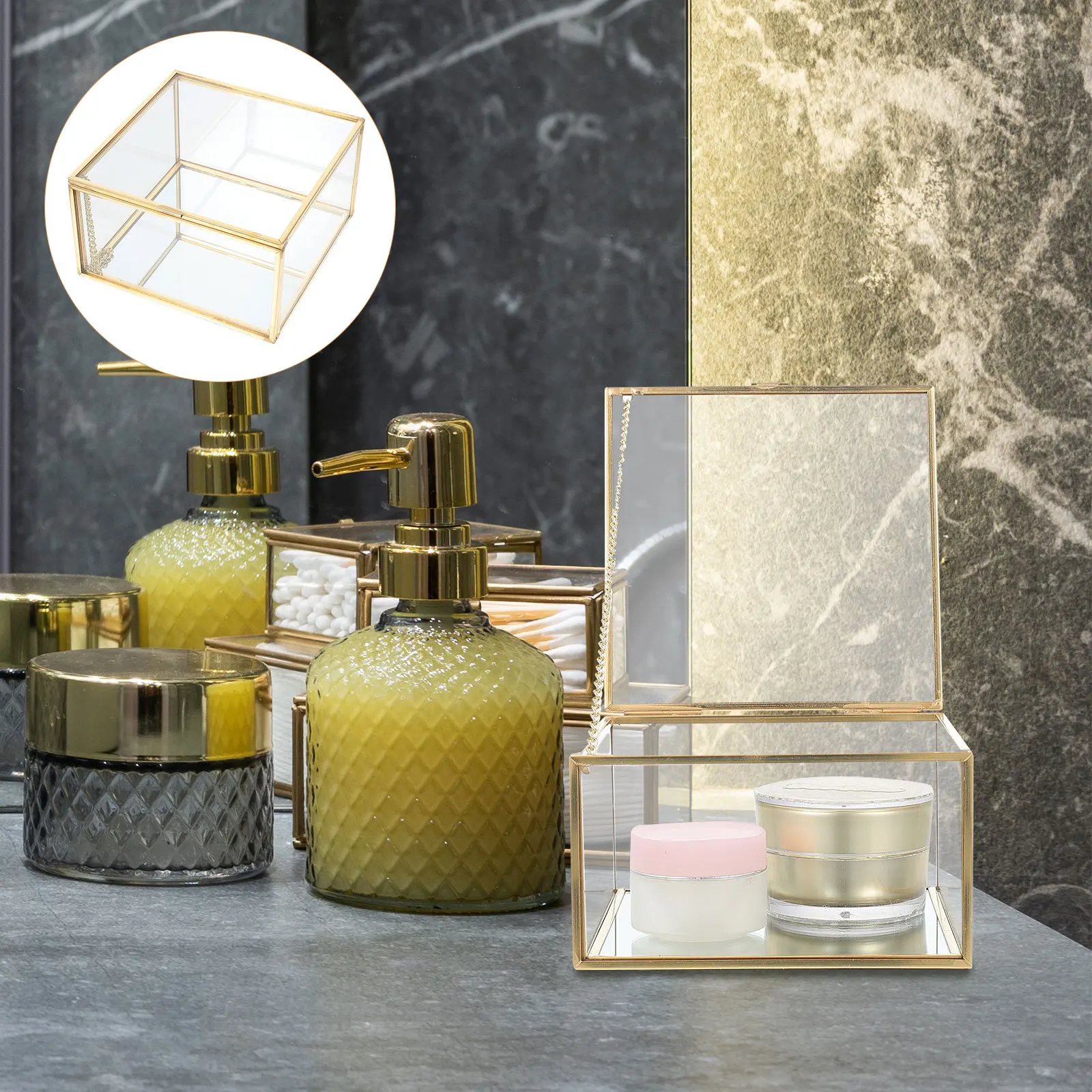 

Compact Transparent Jewelry Storage Box Small Items Organizer Jewelry Display Holder Earrings Necklace Case Glass Storage Box