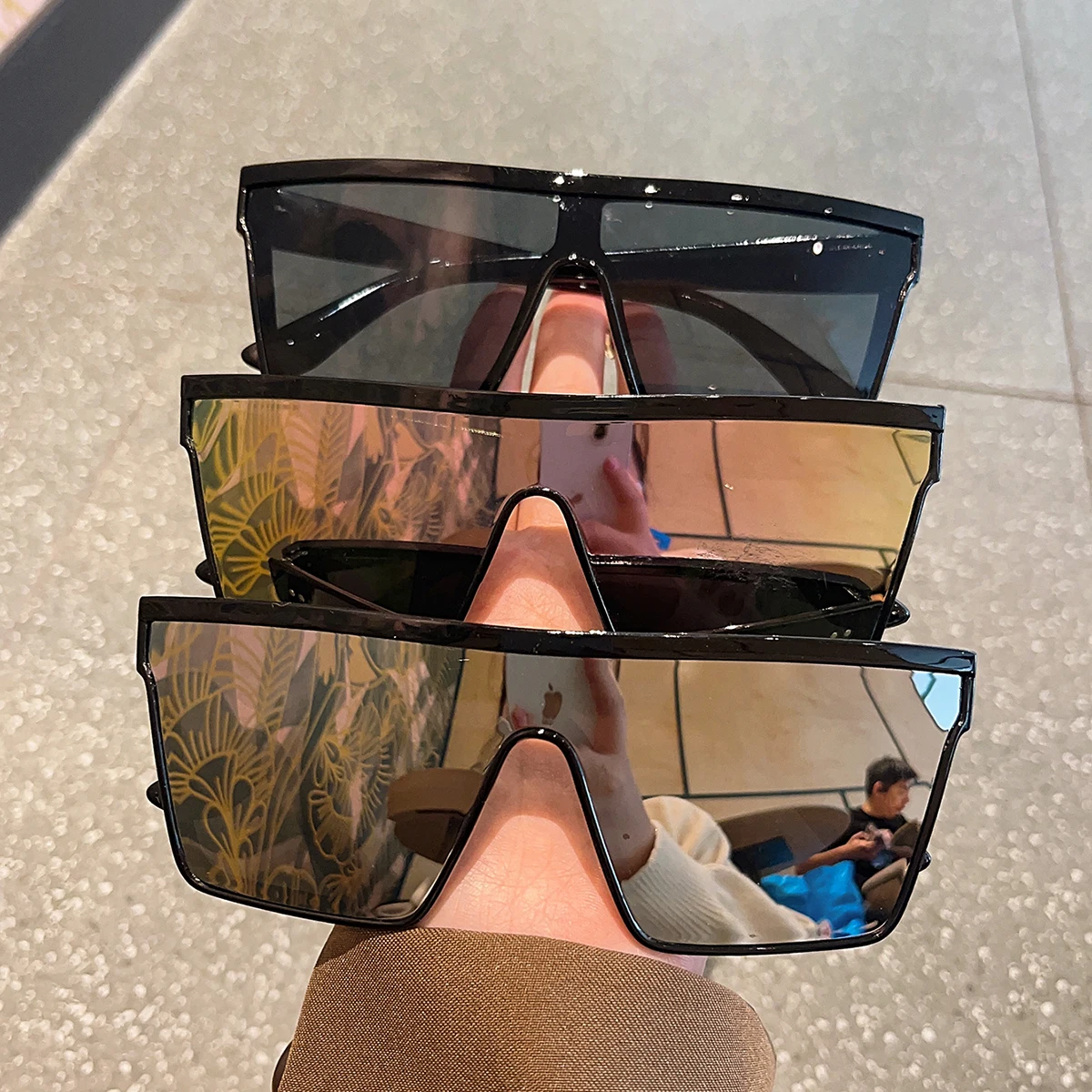 3Pcs Women's and Men's Square Oversized Frame Multi-Color Combination Set European and American Popular Classic Fashion Glasses