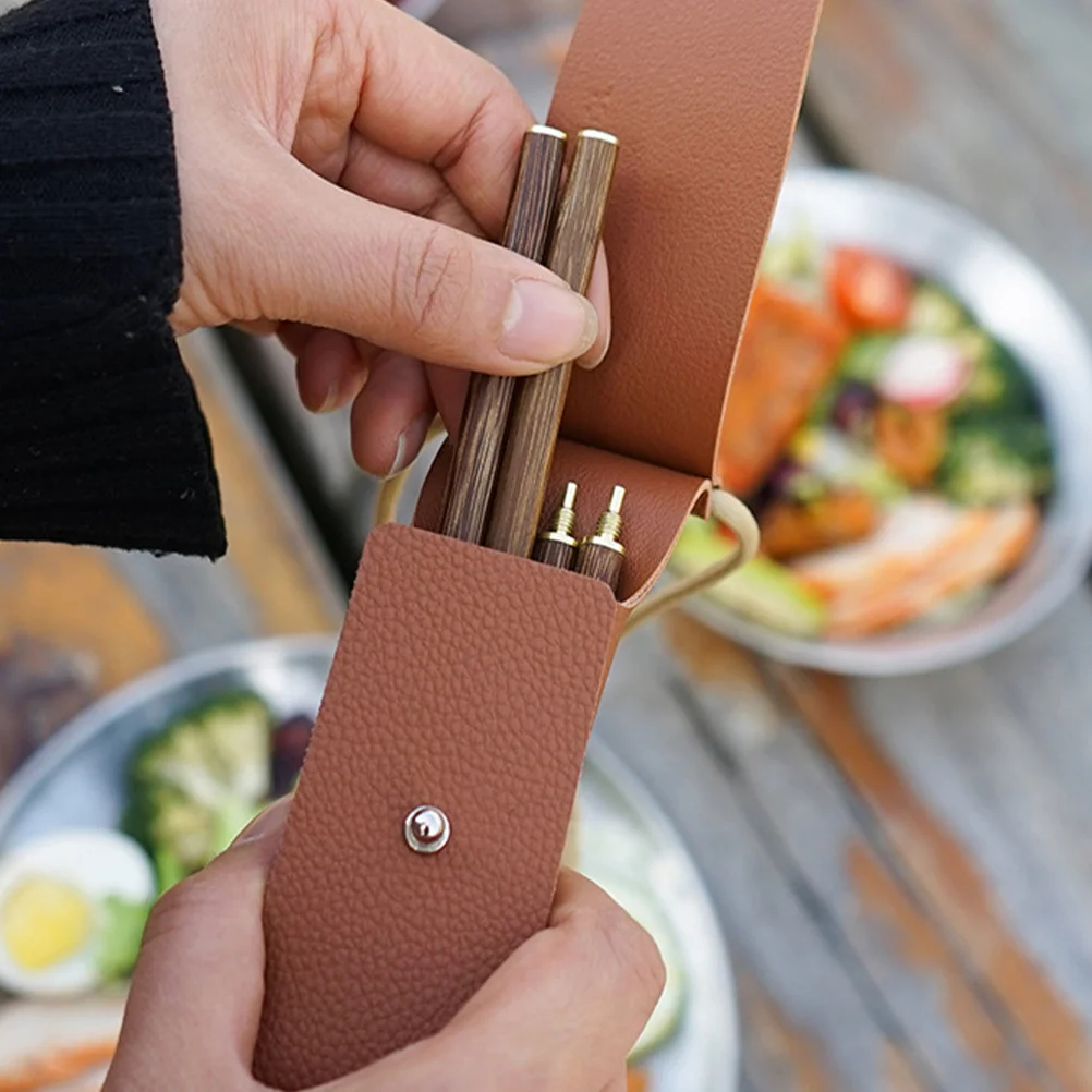

1Pair Portable Folding Wooden Chopsticks Detachable Design for Camping Hiking Travel with Storage Bag Reusable Lightweight Easy