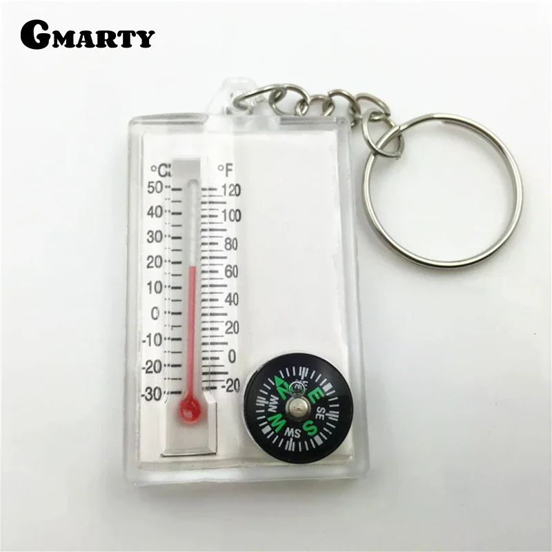 Outdoor Mountaineering Buckle Compass Pointer Mini Keychain Thermometer Compass Key Hook Camping Tools Compass Carabiners