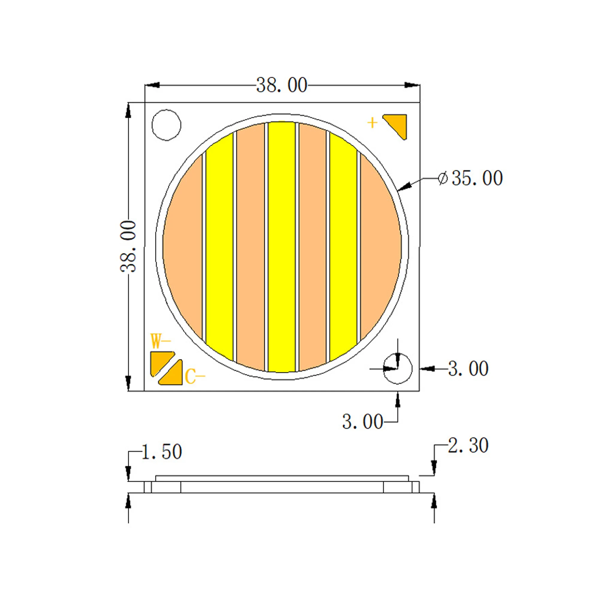 DIY LED U-Home High CRI 95+ COB LED 54mm 600W (300CW+300WW)/38mm 300W (150CW+150WW) for DIY Photography Studio LED Projector