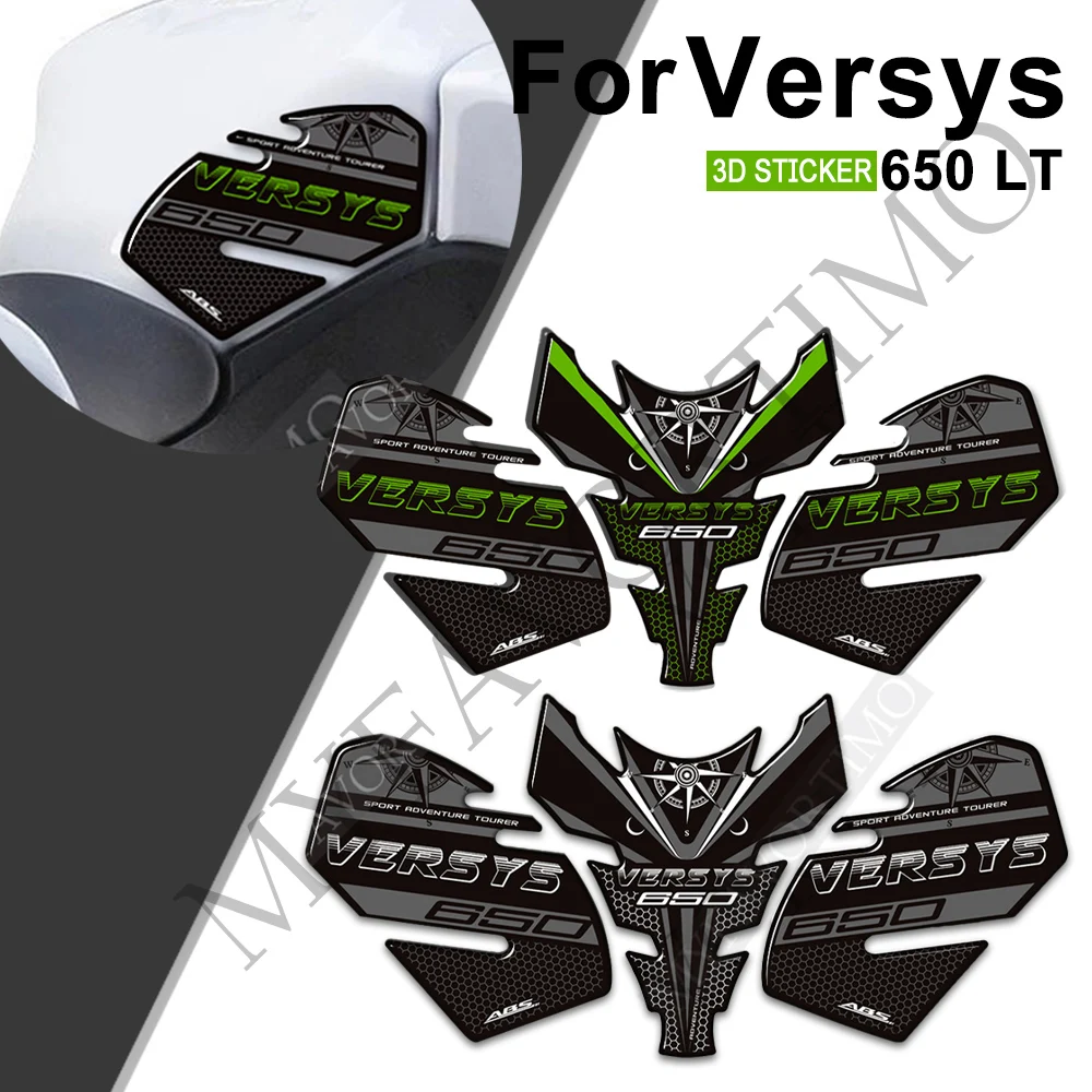 For Kawasaki Versys 650 LT 650LT Adventure Touring Motorcycle Fuel Oil Tank Pad Stickers Knee Grips Protector Decal Kit