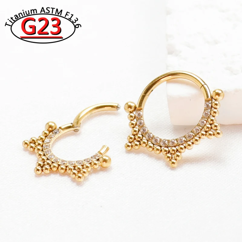 G23 Titanium piercing Nose Ring Helix Nez Septum Clicker Zircon Anodization Clusters Ear Cartilage Earrings Body Jewelry