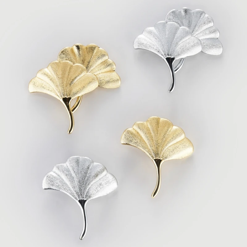 All-copper, gold and silver apricot leaf furniture small handle natural luxury