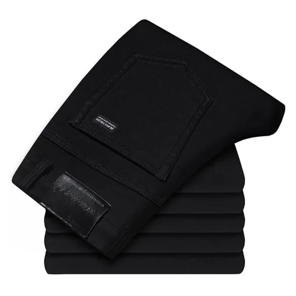 Wthinlee رجال الأعمال الجينز عادية مستقيم تمتد موضة كلاسيكية أزرق أسود العمل سراويل جينز الربيع الصيف ماركة الملابس