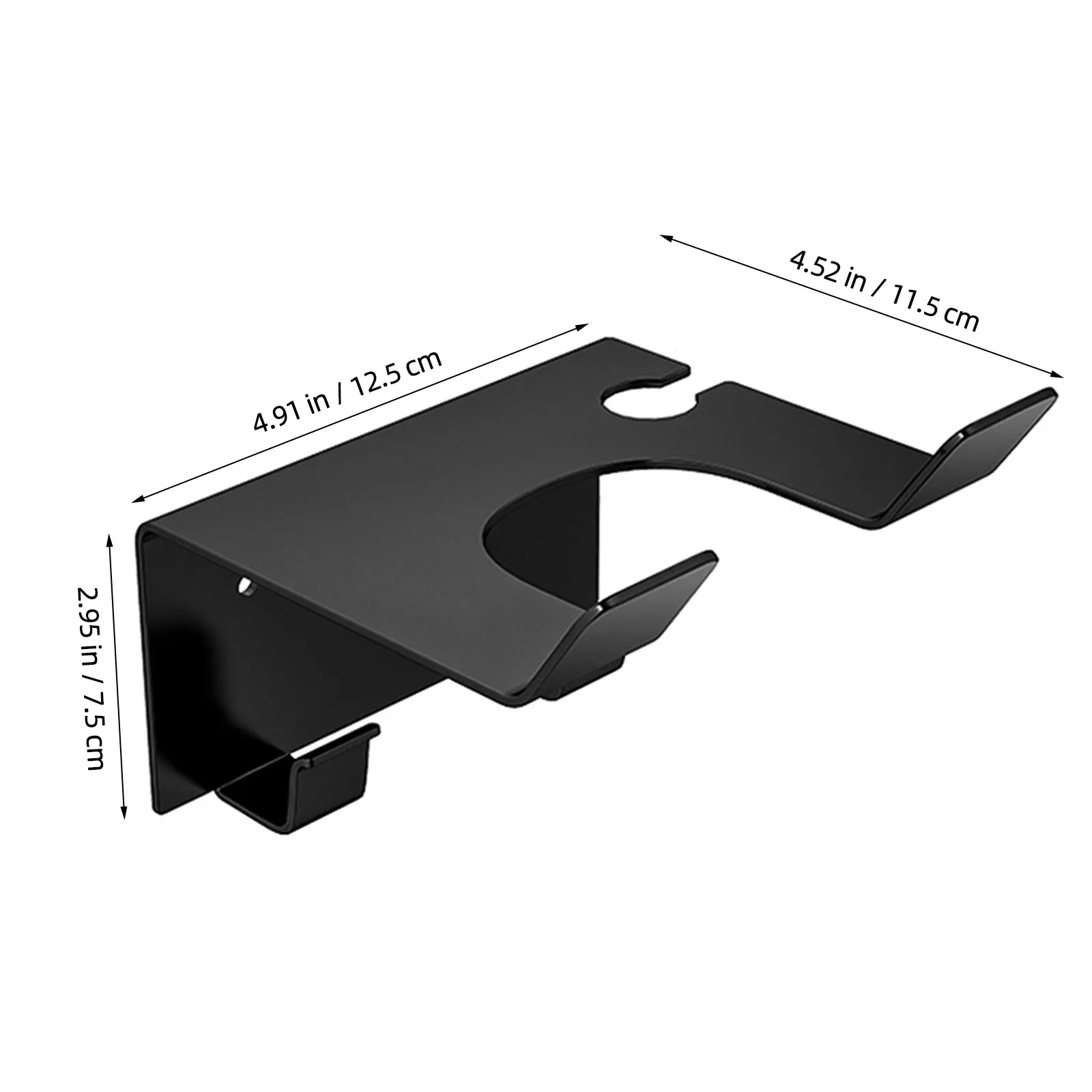 Stainless Steel Hair Dryer Rack Wall Mounted Holder with Front Anti-Slip Board Charging Slot and Multi-Use Hooks for Home Barber
