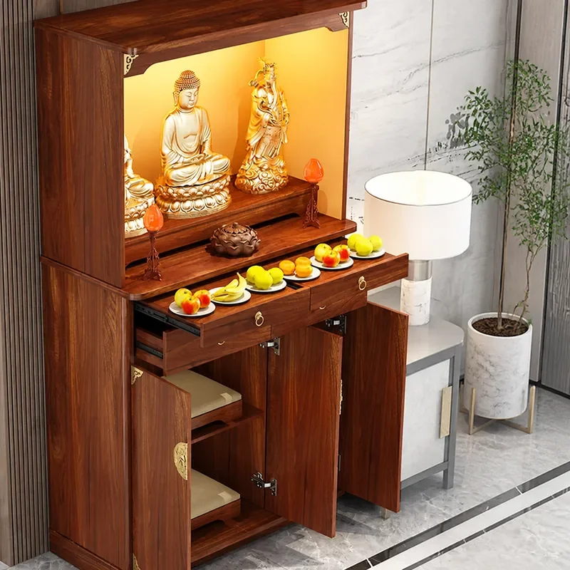 Solid Wood Offering Table Buddhist Platform Household Incense Case Modern Shrine Tribute Table Economic God of Wealth Altar