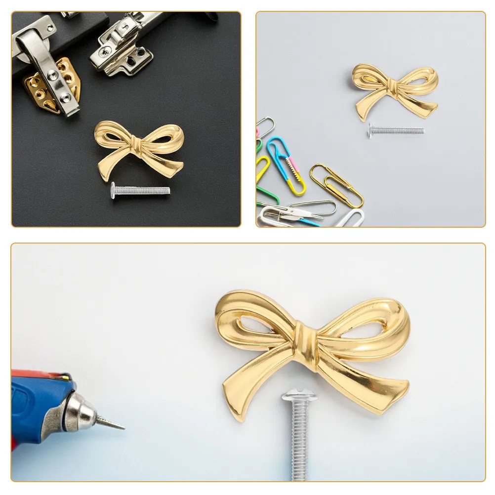 3Set Brass Butterfly Knot Drawer Pulls Elegant Vintage Furniture Handles for Wardrobe Dresser Bookcase Cupboard Kitchen Bathroom