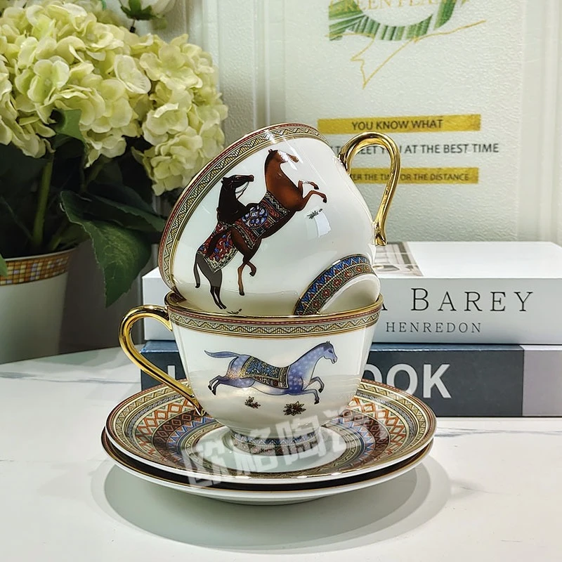 

Creative Ceramic Tea Cup Saucer Set European Afternoon Tea for Two Unique Ideal Gift