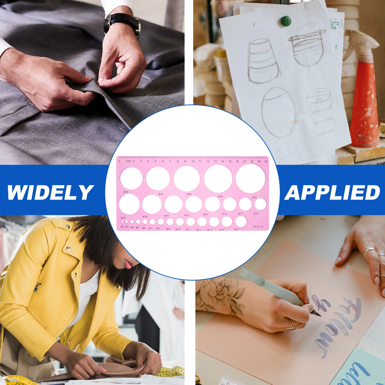 6pcs Circle Template Ruler Plastic Drawing Stencils Lightweight Engineering Architecture Design Tool For School Art Drafting