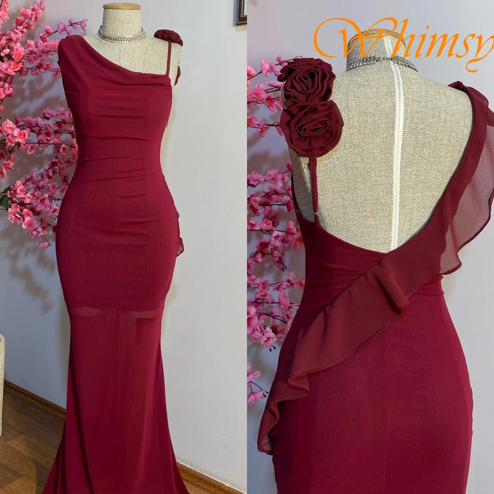 Customized Elegant One Shoulder Sleeveless Evening Dress High Quality Chiffon Prom Dresses Temperament Flowers Party Gowns