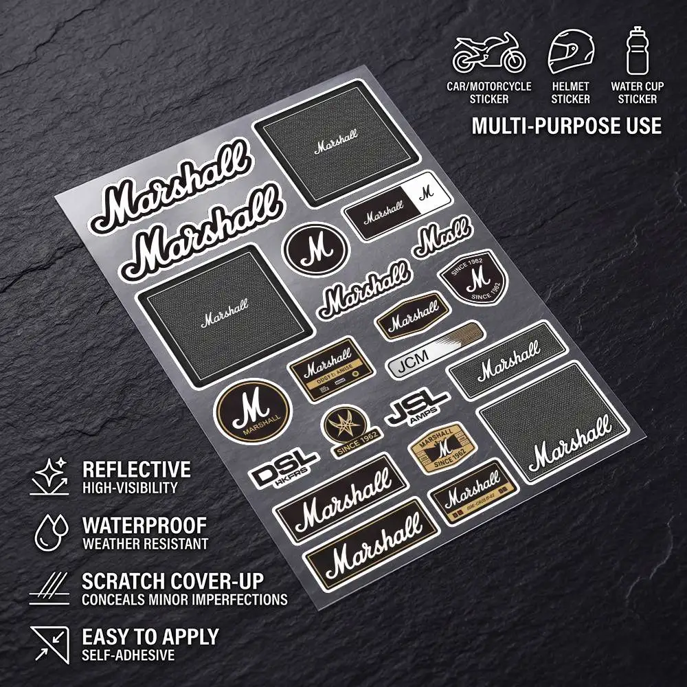 M-marshall-l Universal Waterproof Reflective Decorative Decals Scratch Hide For Car Motorcycle Helmet Fridge
