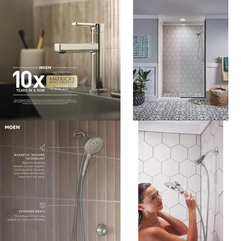 

5.5 Wide 6-Function Handheld Shower Head with Hose & Magnetic Dock, Model 26112