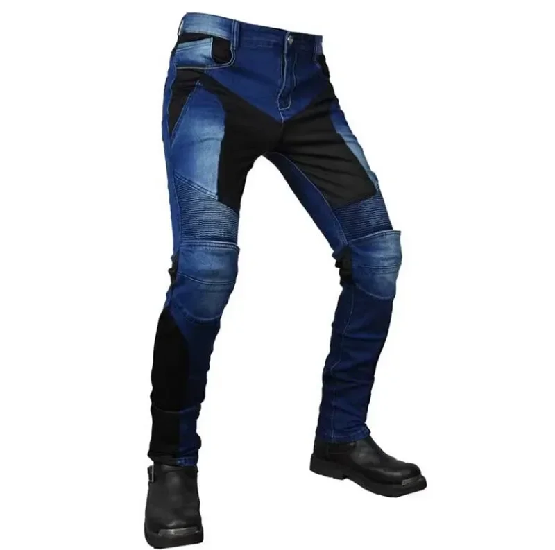 

New PK719 Motorcycle Jeans Blue Camouflage Summer Mesh Breathable Motorcycle Slim Anti-fall Riding Pants