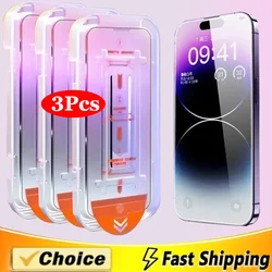 3PCS iPhone HD Screen Saver 15 Plus 14 Pro Max 12 Pro 13 Mini X XR XS Max Tempered Glass One Click Installation