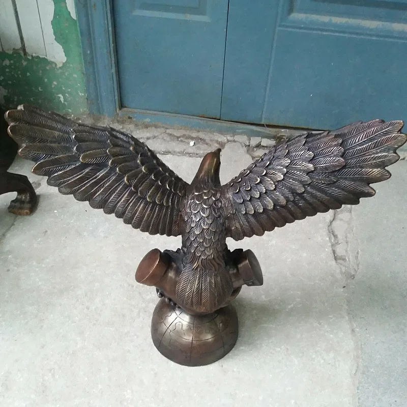 GOLD Arabia Eagle Falcon Hawk Brass Statue-HOME Office Company Efficacious Mascot Huge TOP ART Success Auspicious 51CM view 4