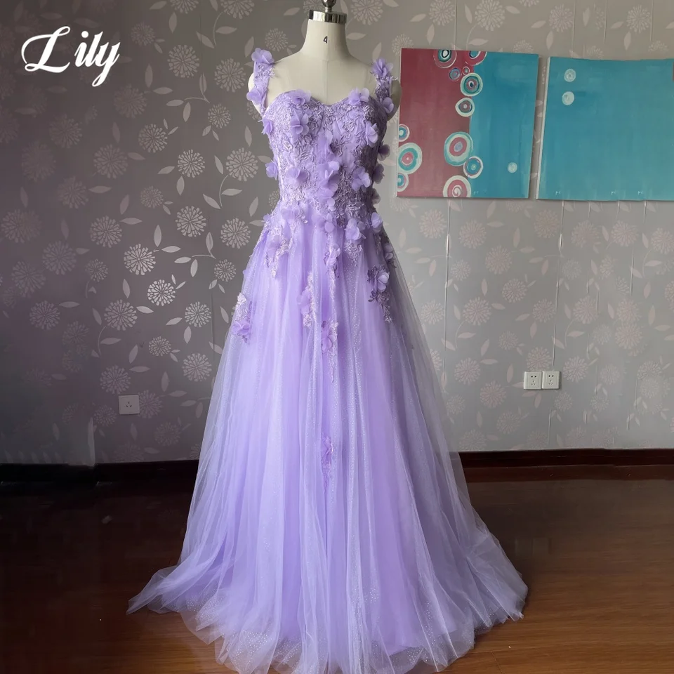 Lily Purple Net Special Occasion Dresses 3D Flowers Sweetheart Formal Gown  Spaghetti Strap Long Evening Dress   Customized - AliExpress 320
