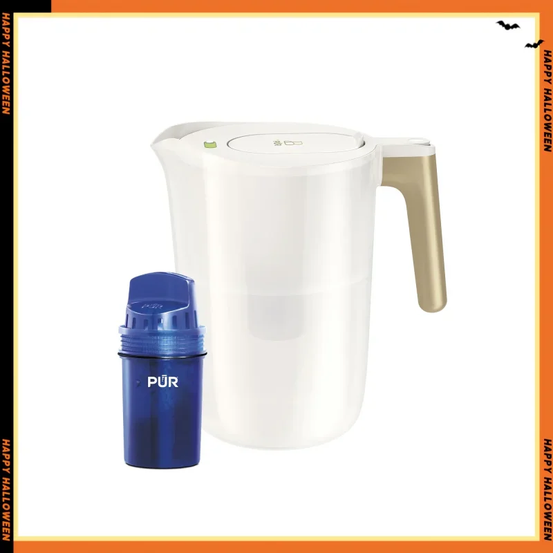 

12 Cup Water Filtration Pitcher, W 10.2" x H 10.6" x L 6.8",Long-lasting Filters, White Icing
