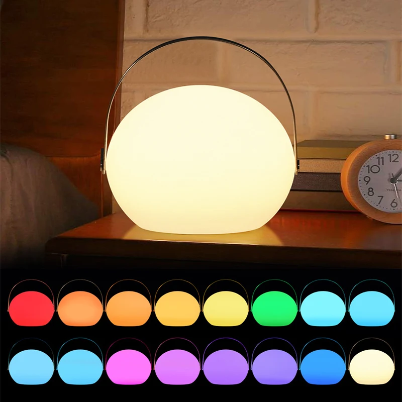 LED Bedroom Bedside Wireless Lamp Outdoor Nordic Simple Portable Portable Lamp Colorful Charging Remote Control Atmosphere Lamp